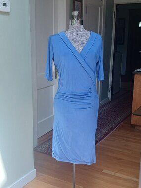 Blue Faux Wrap Dress